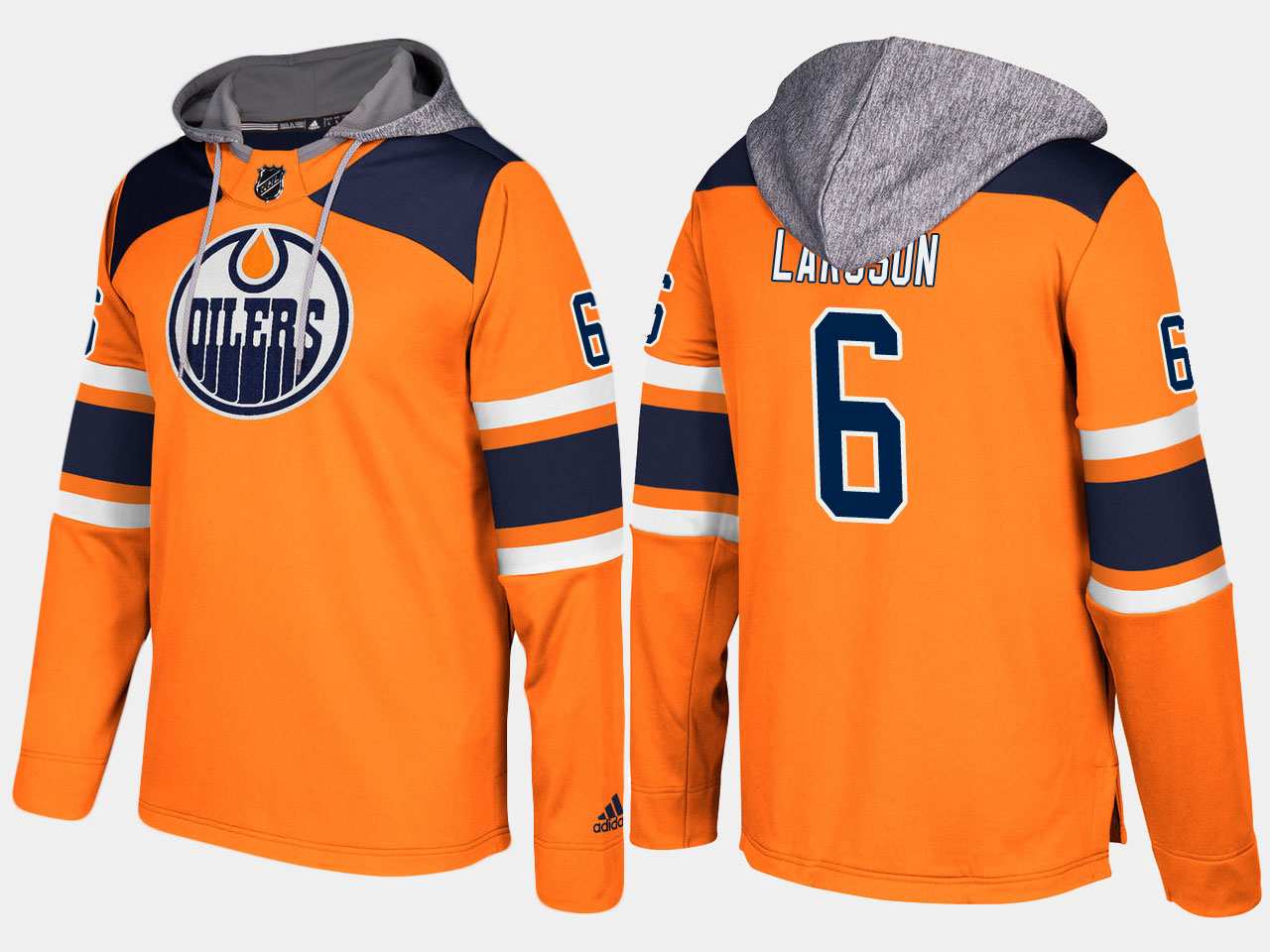 Men NHL Edmonton oilers 6 adam larsson orange hoodie